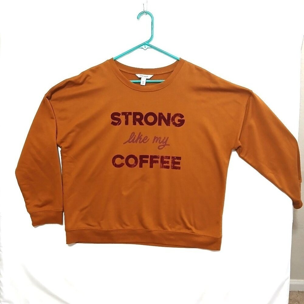 Women's Retro Vintage Strong Like My Coffee Pullover Sweatshirt Size Xl